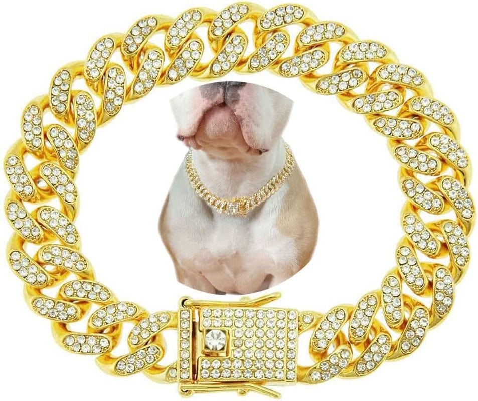 TUOKAY Iced Out Gold Chain Rhinestone Dog Collar Gold Chain for