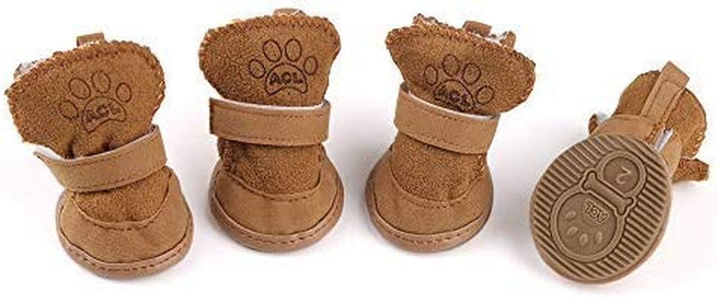 URBEST Dog Shoes with Hook Loop Closure Booties Pet Dog Chihuahua Shoes Boots, 4Pcs (3#, Brown) Animals & Pet Supplies > Pet Supplies > Dog Supplies > Dog Apparel URBEST Brown 2#