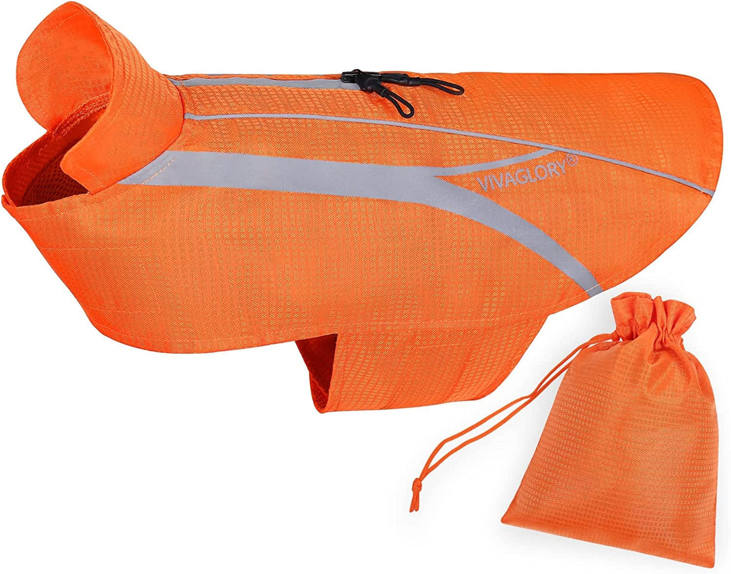VIVAGLORY Dog Safety Vests, Water-Resistant Dog Wind Breaker Jackets, Reflective & Lightweight Coats Animals & Pet Supplies > Pet Supplies > Dog Supplies > Dog Apparel VIVAGLORY Fluorescent Orange Small