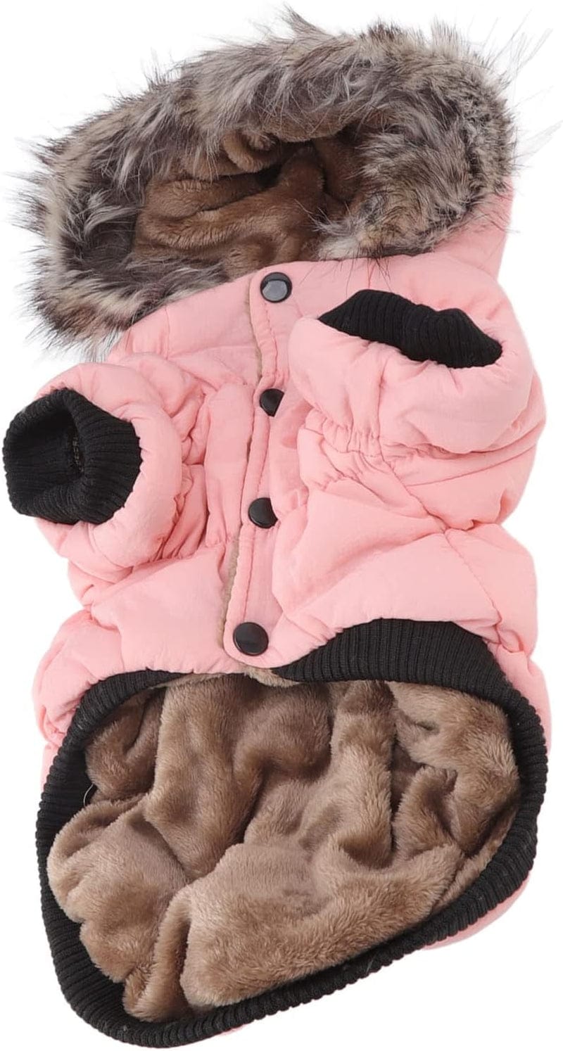 Warm Puppy Zip up Jacket Coat Protection Twolegged Pink Cold Weather Dog Winter Coat (S) (Size : Large) Animals & Pet Supplies > Pet Supplies > Dog Supplies > Dog Apparel OVAST Small