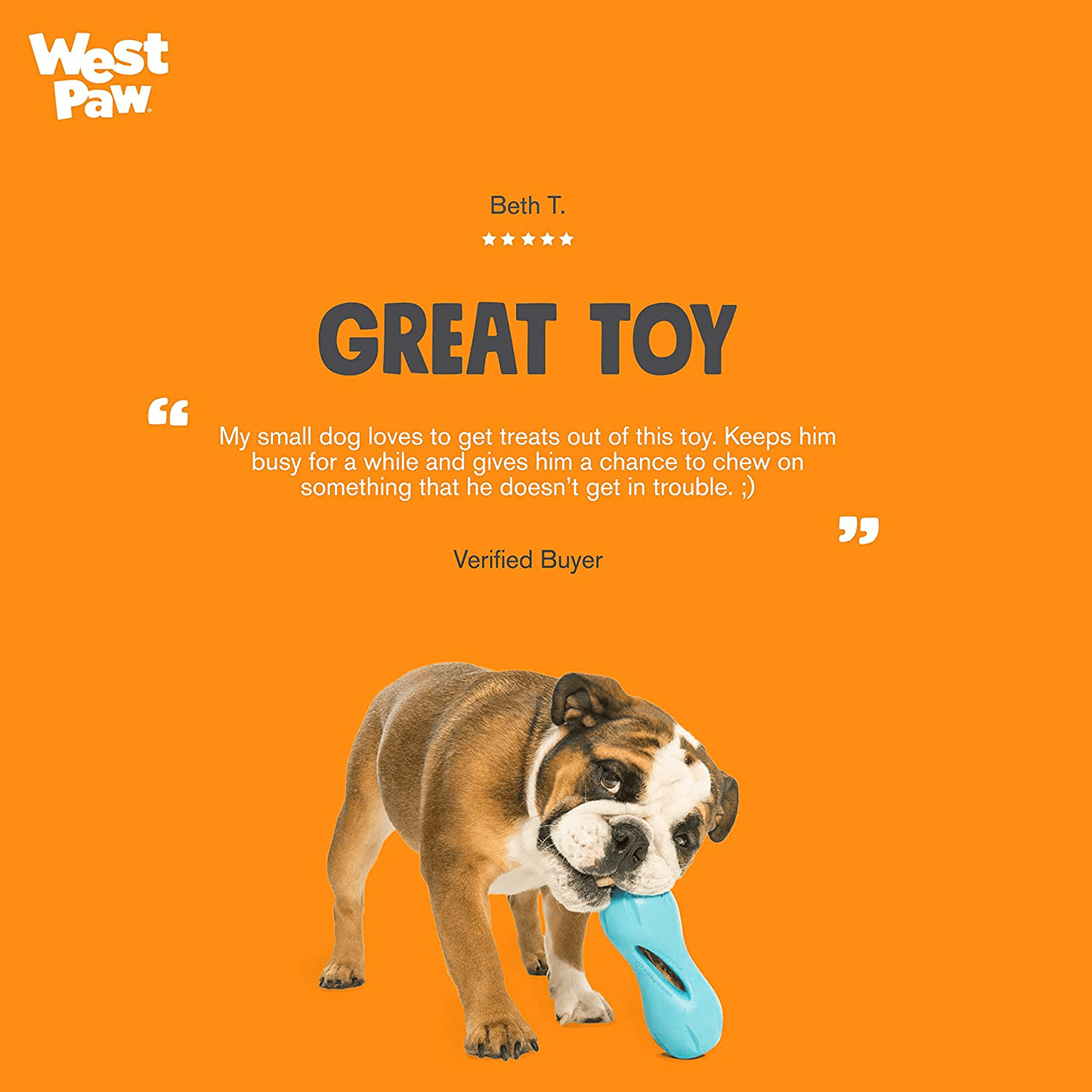 WEST PAW Zogoflex Qwizl Dog Puzzle Treat Toy – Interactive Chew Toy for Dogs – Dispenses Pet Treats – Brightly-Colored Dog Puzzles for Aggressive Chewers, Fetch, Catch, Non-Toxic, Made in USA Animals & Pet Supplies > Pet Supplies > Dog Supplies > Dog Toys West Paw