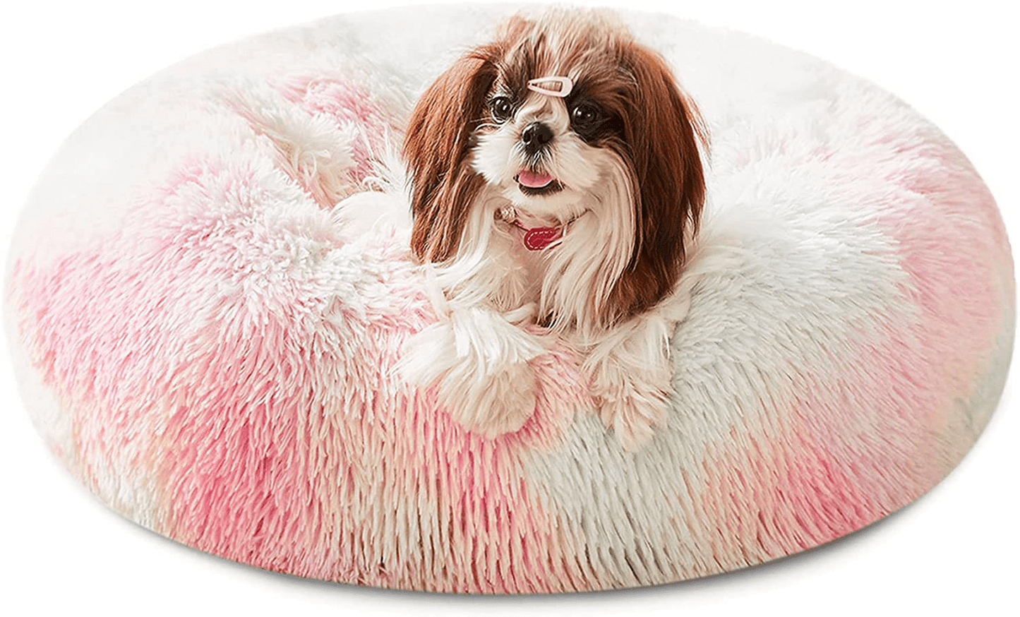 Western Home Faux Fur Dog Bed & Cat Bed, Original Calming Dog Bed for Small Medium Pet, anti Anxiety Donut Cuddler round Warm Bed for Dogs with Fluffy Comfy Plush Kennel Cushion(20",24",27") Animals & Pet Supplies > Pet Supplies > Cat Supplies > Cat Beds WESTERN HOME WH Rainbow 24 x 24 Inch