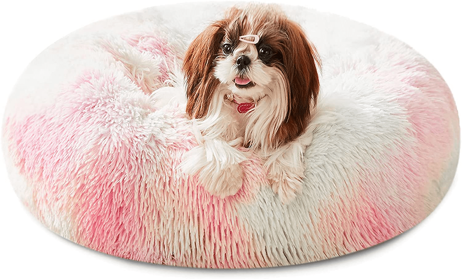Western Home Faux Fur Dog Bed & Cat Bed, Original Calming Dog Bed for Small Medium Pet, anti Anxiety Donut Cuddler round Warm Bed for Dogs with Fluffy Comfy Plush Kennel Cushion(20",24",27") Animals & Pet Supplies > Pet Supplies > Dog Supplies > Dog Beds WESTERN HOME WH Rainbow 24 x 24 Inch 