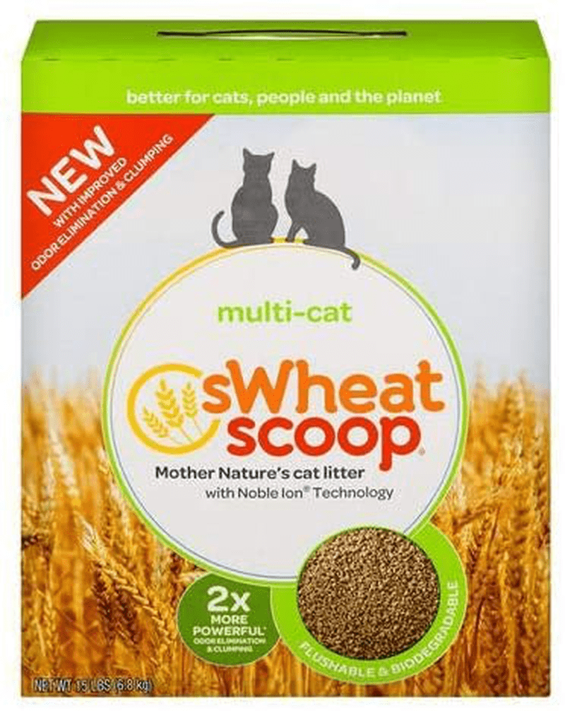 Wheat Scoop Multi-Cat Natural Cat Litter - 15Lbs (Pack of 4) Animals & Pet Supplies > Pet Supplies > Cat Supplies > Cat Litter sWheat Scoop