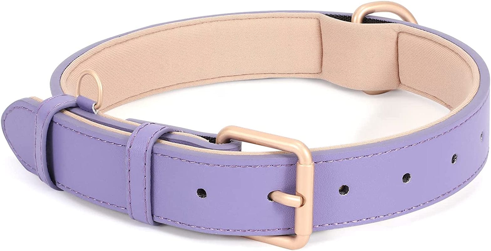 WHIPPY Airtag Leather Dog Collar GPS Tracker Air Tag Puppy Collar Adjustable Soft Leather Padded Dog Collar with Airtag Holder Case for Small Medium Large Dog Pet Backpack,Pink,M Electronics > GPS Accessories > GPS Cases WHIPPY D-purple M:Neck 16"-20",Width0.98" 