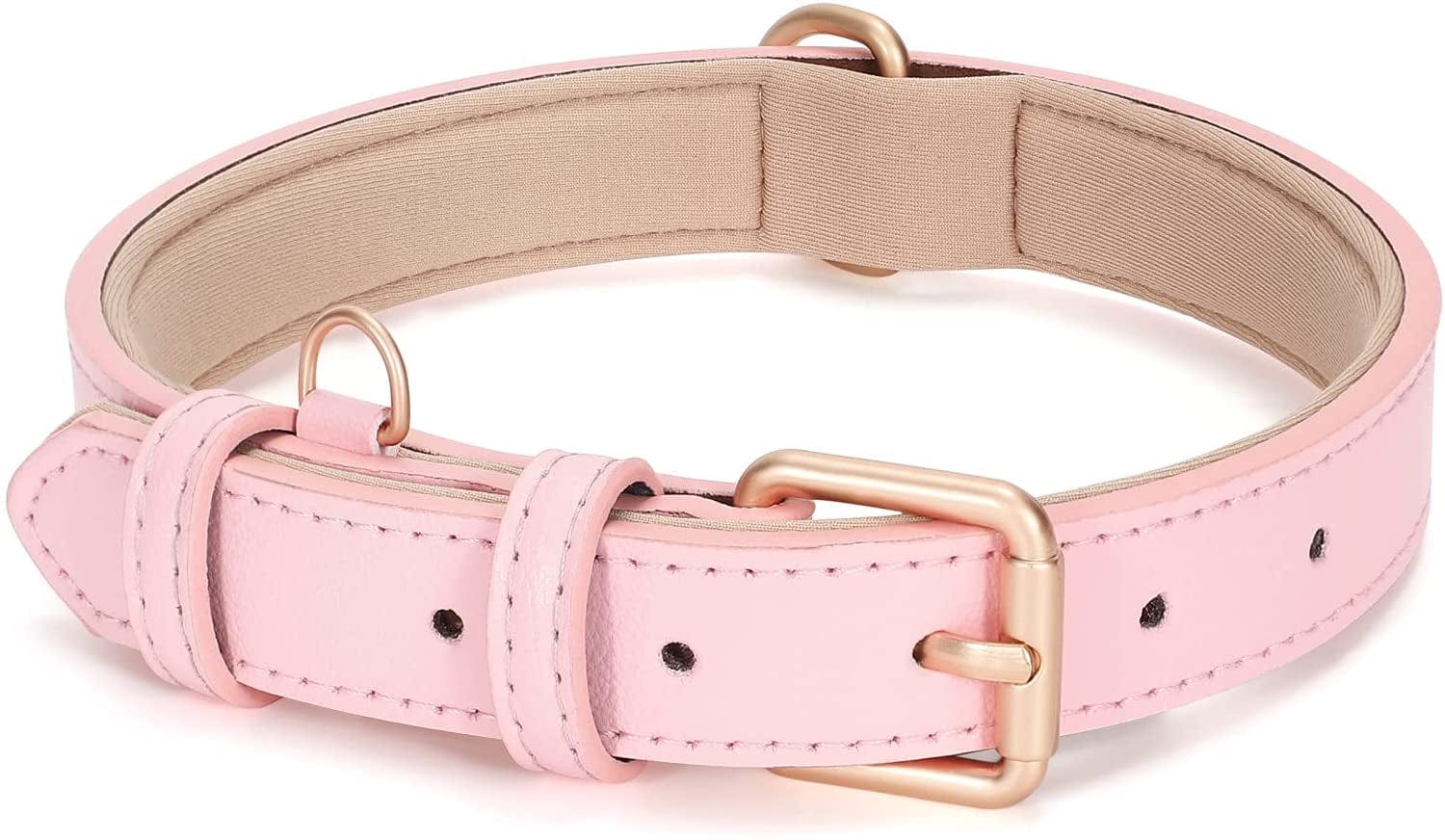 WHIPPY Airtag Leather Dog Collar GPS Tracker Air Tag Puppy Collar Adjustable Soft Leather Padded Dog Collar with Airtag Holder Case for Small Medium Large Dog Pet Backpack,Pink,M Electronics > GPS Accessories > GPS Cases WHIPPY A-pink L:Neck 20"-23",Width1.18" 