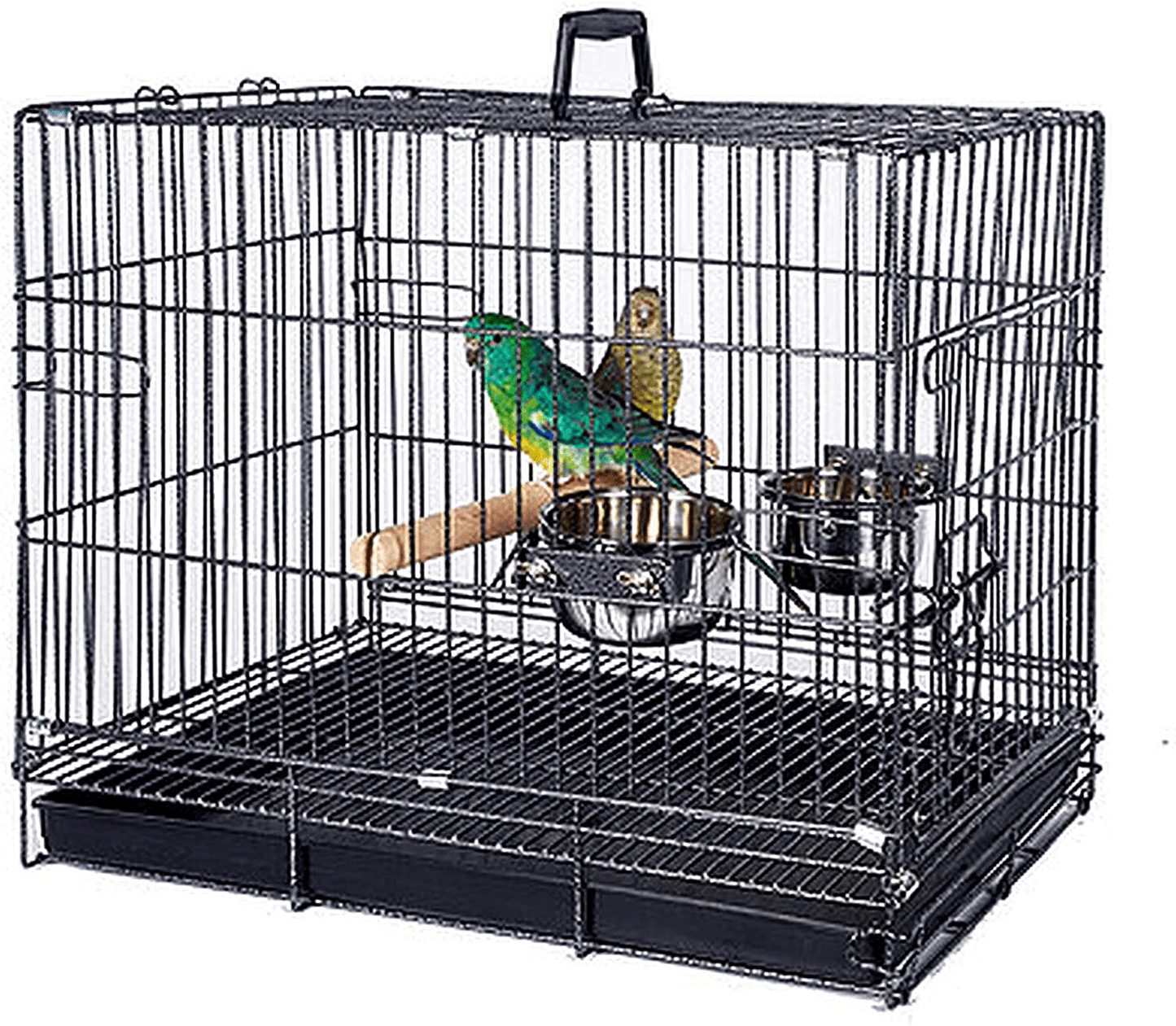 White Durable Metal Foldable Travel Vet Carrier Perch Stand Cage for Bird Parrot Animals & Pet Supplies > Pet Supplies > Bird Supplies > Bird Cages & Stands Mcage 19"L X 12"W X 16"H - Black