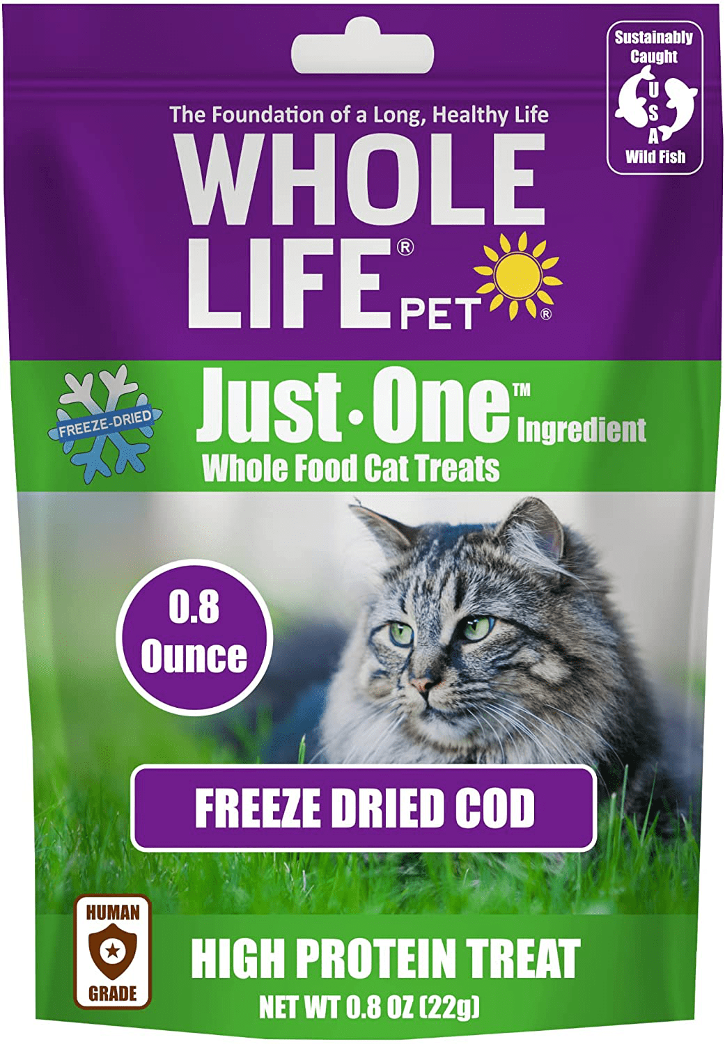 Whole Life Pet USA Sourced and Produced Human Grade Freeze Dried Boneless, Skinless Wild Cod Filet Cat Treat, Protein Rich for Training, Picky Eaters, Digestion, Weight Control Animals & Pet Supplies > Pet Supplies > Cat Supplies > Cat Treats Whole Life Pet Products 0.8 Ounce (Pack of 1)