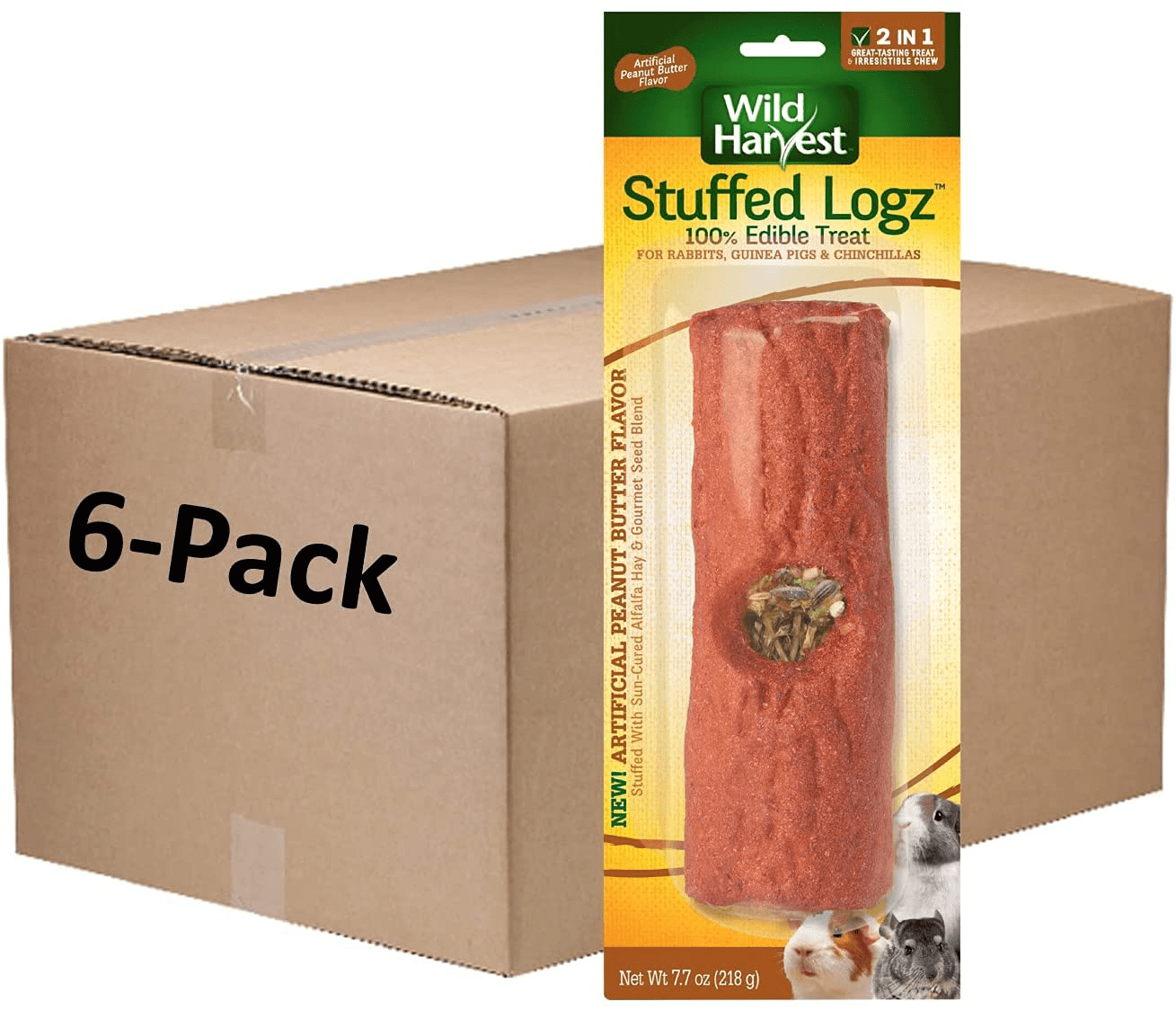 Wild Harvest Stuffed Logz, Edible Treat for Rabbits, Guinea Pigs and Chinchillas, Artificial Peanut Butter Flavor Animals & Pet Supplies > Pet Supplies > Bird Supplies > Bird Treats Wild Harvest 6 Count
