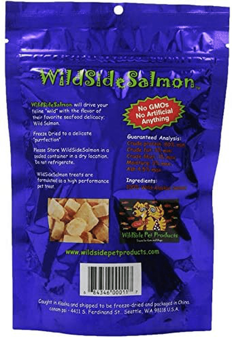 Wildside Salmon - Wild Alaskan Salmon Freeze Dried Cat Treats - Healthy and Organic Cat Food - 3 Ounces (3 Pack) Animals & Pet Supplies > Pet Supplies > Cat Supplies > Cat Treats WildSide Salmon