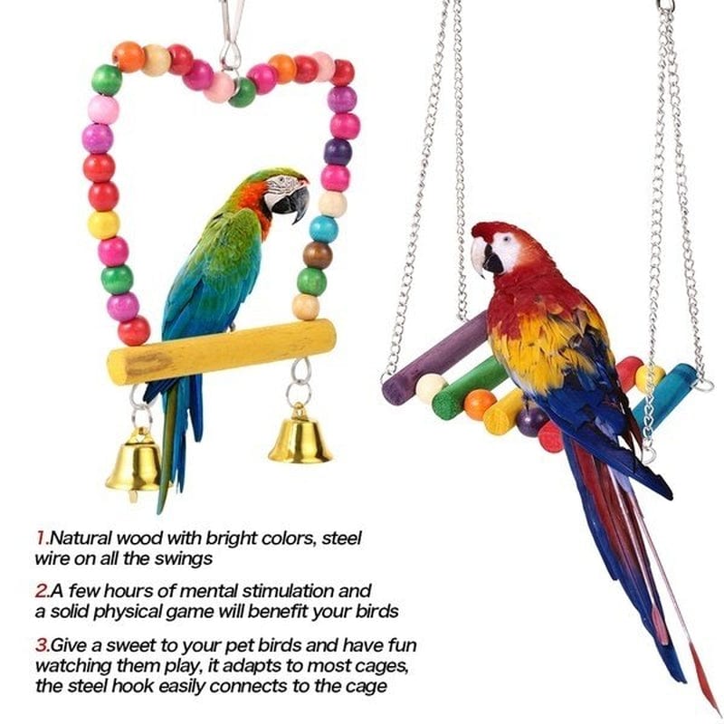 Willstar 5Pcs/Set Parrot Toy Bird Cage Bell String Swing Hammock Parrot Chew Toy Animals & Pet Supplies > Pet Supplies > Bird Supplies > Bird Toys Willstar   