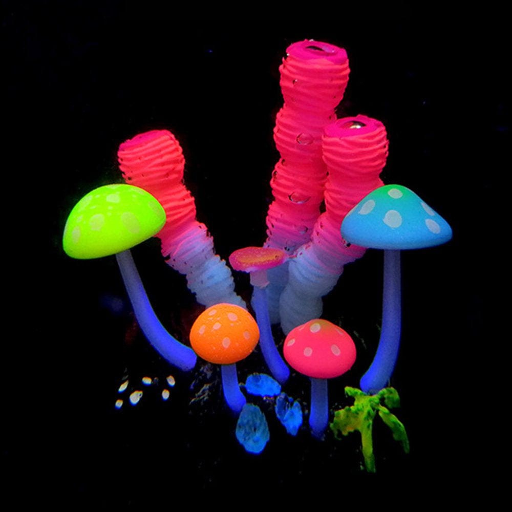 Windfall Aquarium Decorations, Glowing Coral Plant Ornaments for Betta Fish Tank Decorations, Glow Mushroom Decor Animals & Pet Supplies > Pet Supplies > Fish Supplies > Aquarium Decor windfall