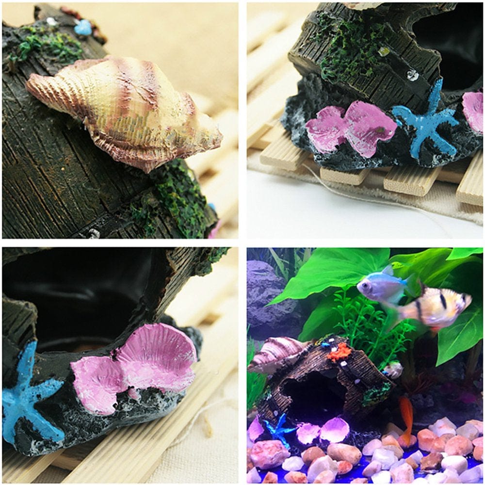 Windfall Aquarium Resin Artificial Shell Barrel Fish Tank Shrimp Hiding House Cave Decor Animals & Pet Supplies > Pet Supplies > Fish Supplies > Aquarium Decor windfall