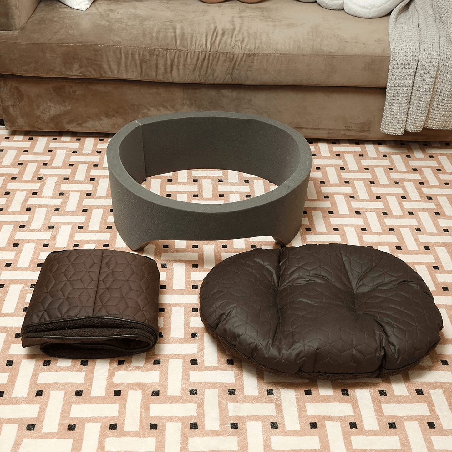 WINDRACING Luxury Dog Bed for Small Medium Dog Washable Removable Covers Oval Foam Pet Bed Sharpa Cozy Calming Anti-Anxiety Puppy Supplies Self Warming Cat Bed Animals & Pet Supplies > Pet Supplies > Cat Supplies > Cat Beds WINDRACING