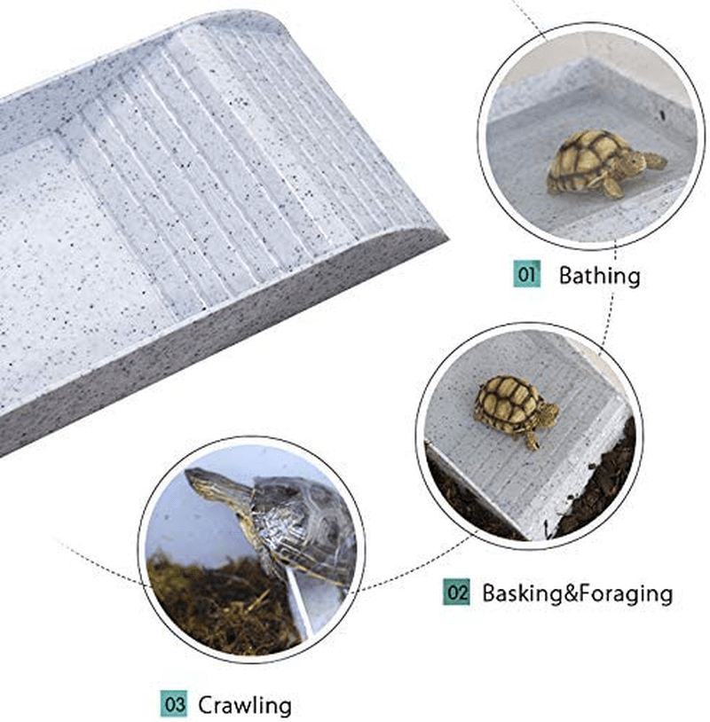 WINGOFFLY Large Reptile Feeding Dish with Ramp and Basking Platform Plastic Turtle Food and Water Bowl Also Fit for Bath Aquarium Habitat for Lizards Amphibians Animals & Pet Supplies > Pet Supplies > Reptile & Amphibian Supplies > Reptile & Amphibian Habitat Accessories WINGOFFLY
