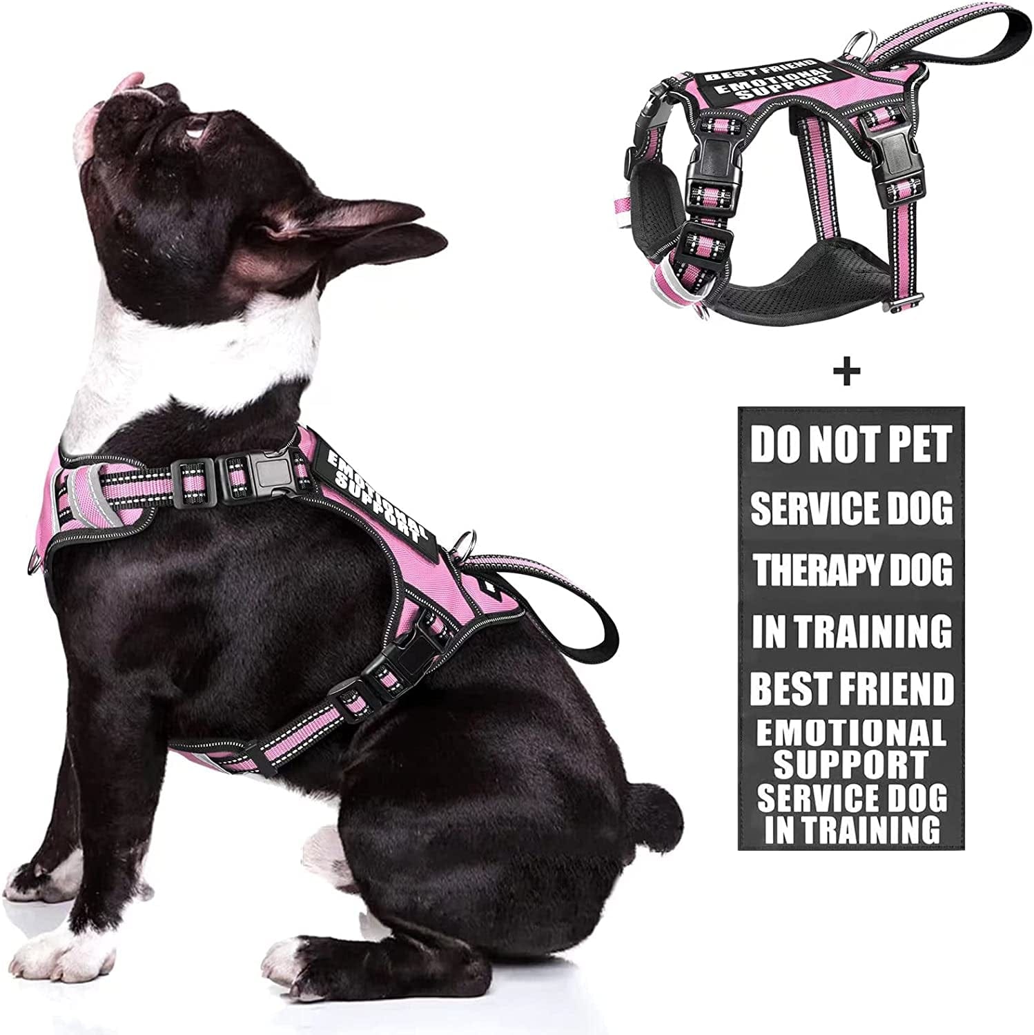 WINSEE Service Dog Vest No Pull Dog Harness with 7 Dog Patches, Reflective Pet Harness with Durable Soft Padded Handle for Training Small, Medium, Large, and Extra-Large Dogs (Large, Red) Animals & Pet Supplies > Pet Supplies > Dog Supplies > Dog Apparel WINSEE Pink Medium 