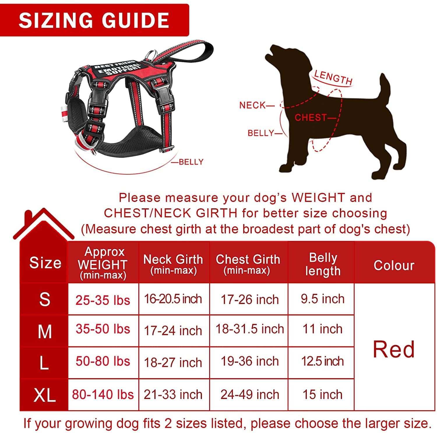 WINSEE Service Dog Vest No Pull Dog Harness with 7 Dog Patches, Reflective Pet Harness with Durable Soft Padded Handle for Training Small, Medium, Large, and Extra-Large Dogs (Large, Red) Animals & Pet Supplies > Pet Supplies > Dog Supplies > Dog Apparel WINSEE   