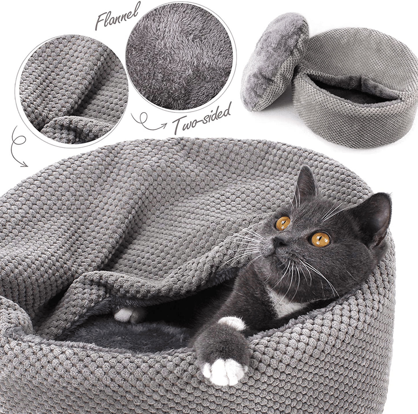 Winsterch Washable Warming Cat Bed House, round Soft Cat Beds,Pet Sofa Kitten Bed, Small Cat Pet Beds Animals & Pet Supplies > Pet Supplies > Cat Supplies > Cat Beds Winsterch