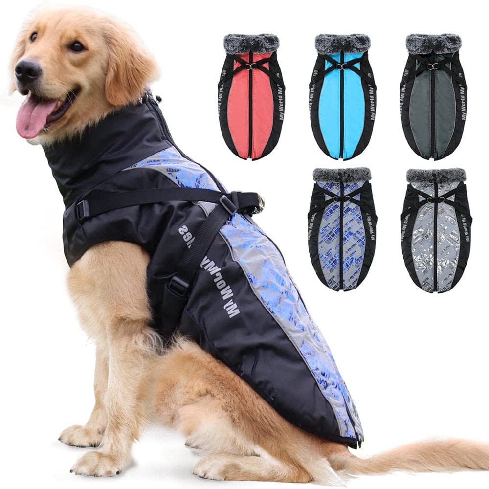 Winter Dog Coat Warm Fleece Dog Jacket for Cold Weather Reflective Zip up Puppy Dog Sport Vest Outdoor Pet Sweater Apparel Clothes for Small Medium Large Dogs Animals & Pet Supplies > Pet Supplies > Dog Supplies > Dog Apparel Bbonlinedress 4XL Silver Blue