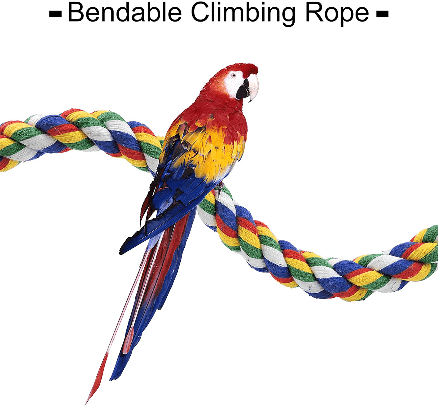 Wishlotus Bird Perches, Parrot Colorful Climbing Rope Swing Toys Parrot Stand with Bell and Hanging Clip for Parrots, Budgies, Macaws, Parakeets, and Other Small Birds. Animals & Pet Supplies > Pet Supplies > Bird Supplies > Bird Ladders & Perches WishLotus