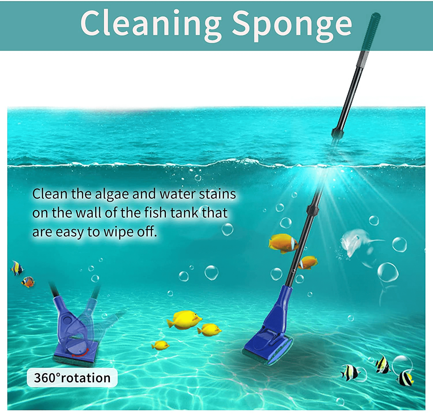 Wishlotus Fish Tank Scrub Tools, 6 in 1 Adjustable Fish Tank Scrub Kit with Long Telescopic Handle for Deep Aquarium Tank Water Changing, Sand and Gravel Scouring Animals & Pet Supplies > Pet Supplies > Fish Supplies > Aquarium Cleaning Supplies WishLotus