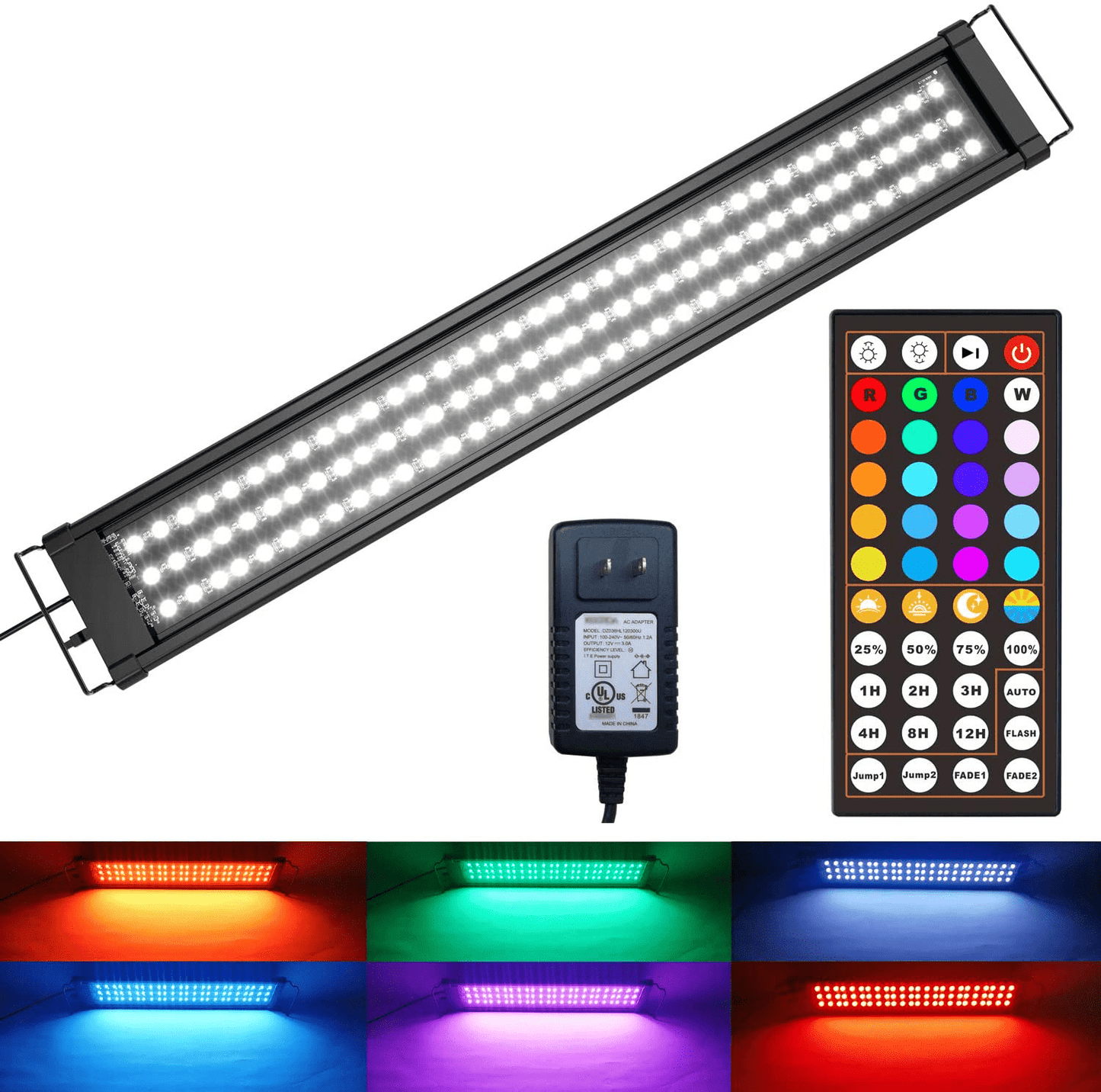 WOINO RGB LED Aquarium Light-Fish Tank Light,44 Keys IR Remote Controller,Ul-Listed Power Supply,Timer&Sunset/Sunrise/Sunshine and Moonlight Mode,12-55 Inch for Freshwater Saltwater Animals & Pet Supplies > Pet Supplies > Fish Supplies > Aquarium Lighting WOINO 30-40 Inch