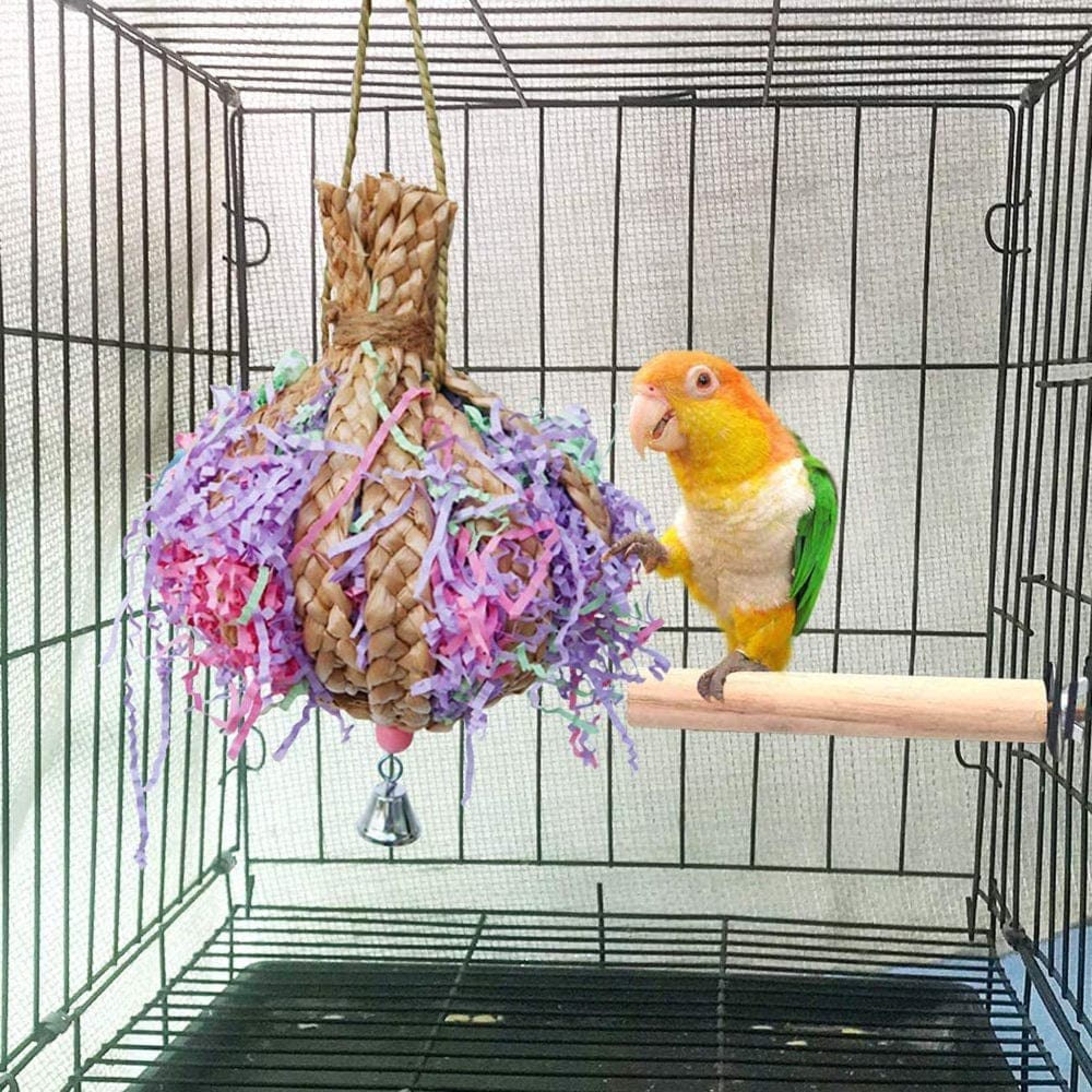 Wood Chips with Paper Strips Bird Chew Toy for Parrot Budgie Parakeet Cockatiel Conure Lovebird Finch Canary Cockatoo African Grey Macaw Eclectus Animals & Pet Supplies > Pet Supplies > Bird Supplies > Bird Toys COSARRETY