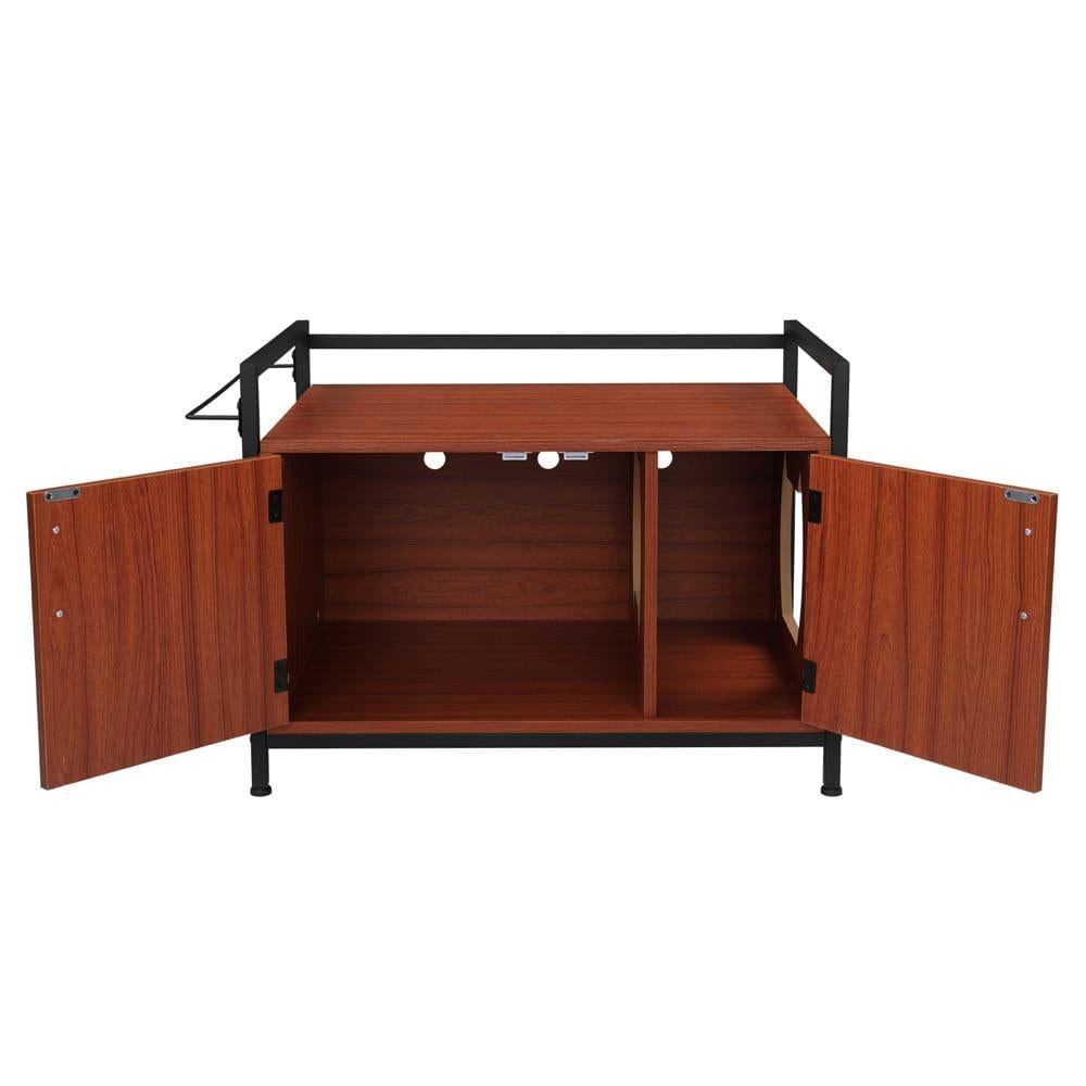 Wooden Cat Litter Box Enclosure, Washroom Storage Cabinet Bench, Side Table Furniture W/Magazine Rack - Red Brown Animals & Pet Supplies > Pet Supplies > Cat Supplies > Cat Furniture KOL PET