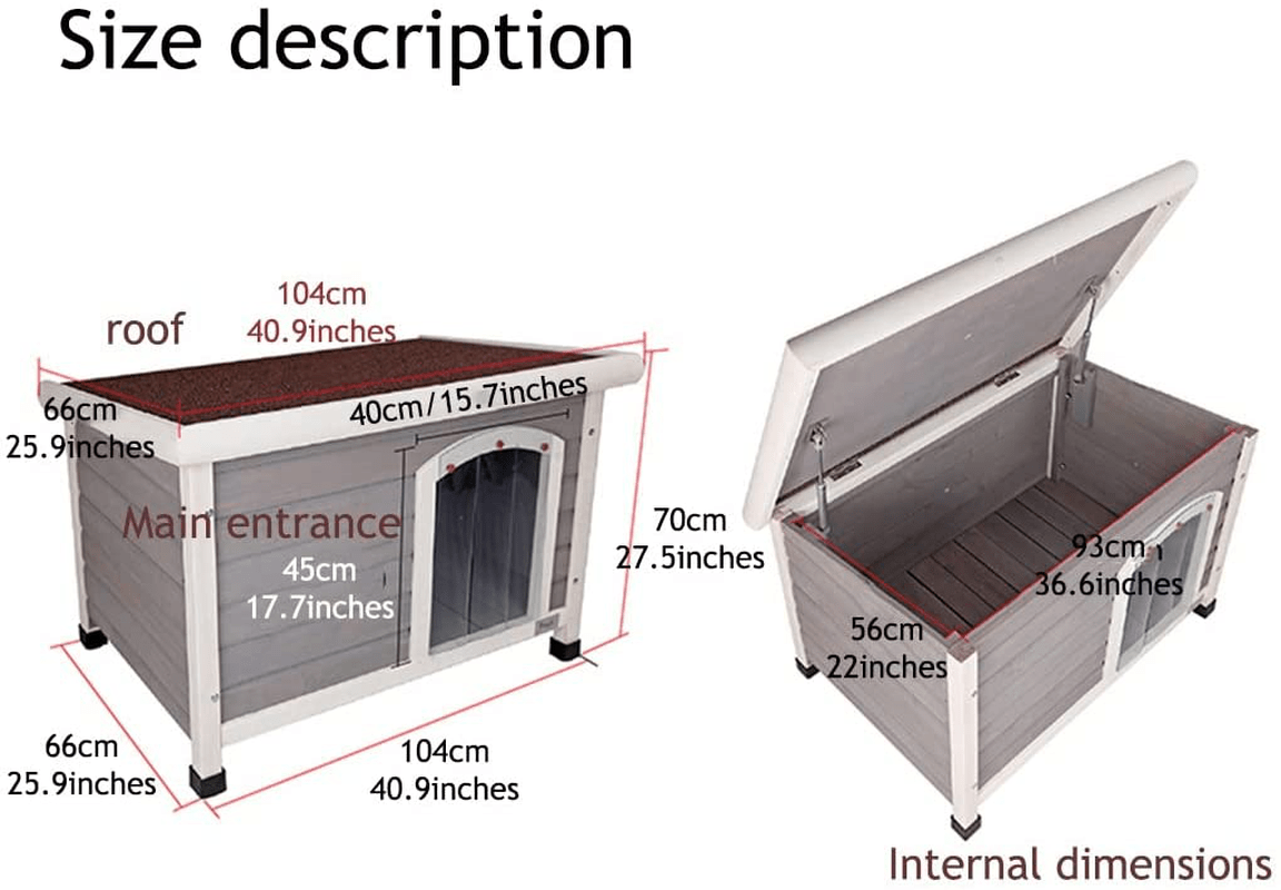 Wooden Dog Houses for Small Dog Medium, Outdoor Insulated Dog House, Weatherproof Puppy Shelter Kennel, Underground Dog House with Raised Feet Animals & Pet Supplies > Pet Supplies > Dog Supplies > Dog Houses WEIE