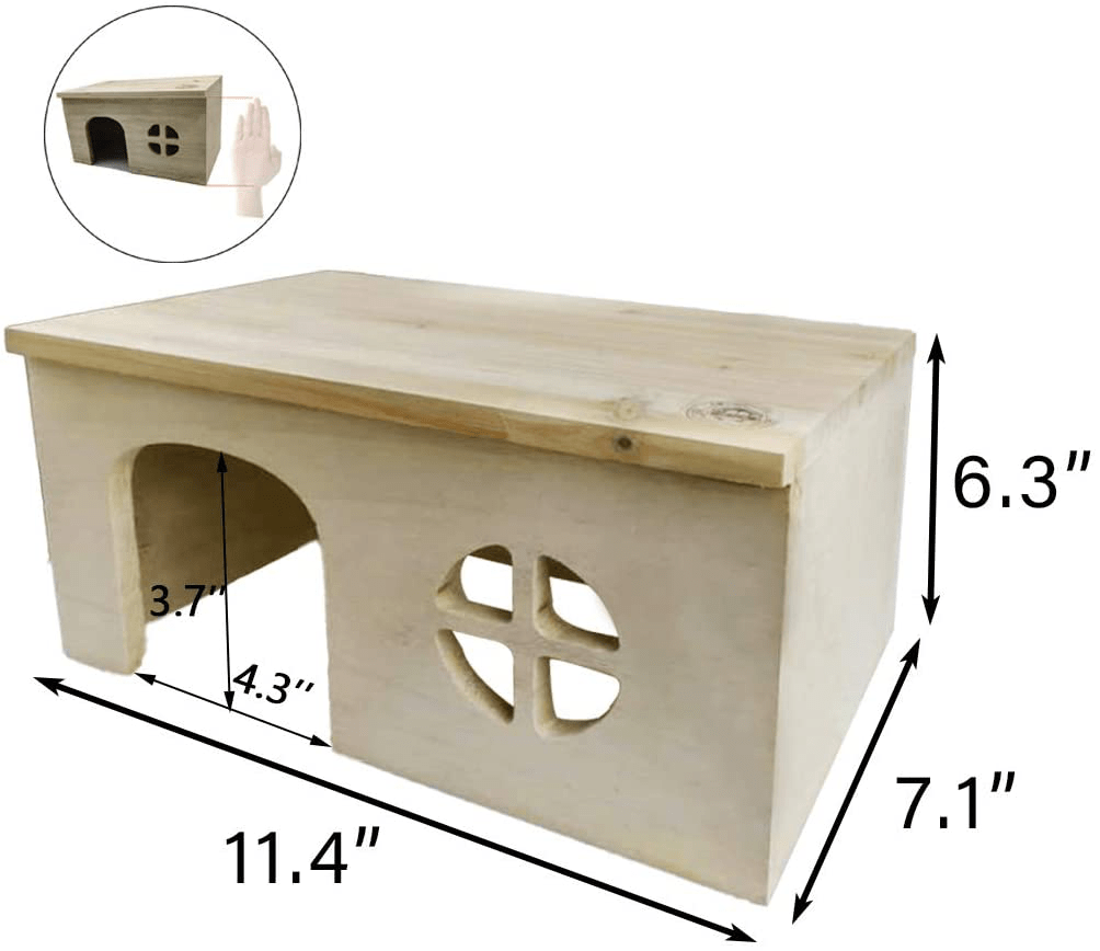 Wooden Hamster House,Natural Wood Hut Rat Hideout Habitat Decor Cage Accessories for Syrian Hamster Dwarf Mouse Small Animals Animals & Pet Supplies > Pet Supplies > Small Animal Supplies > Small Animal Habitat Accessories Hamiledyi