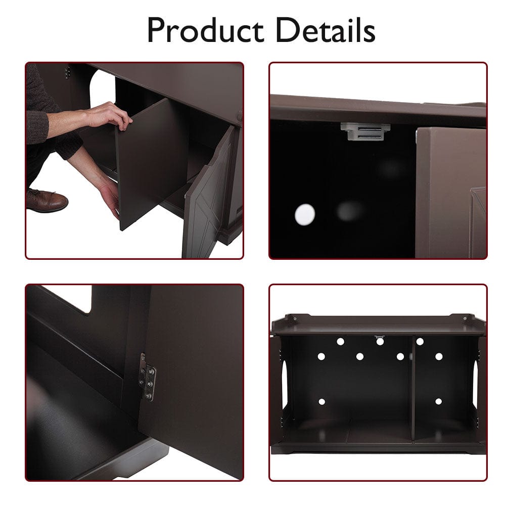 Wooden Indoor Cat Litter Box Enclosure Cabinet, Furniture Side Table Storage Bench for Living Room Animals & Pet Supplies > Pet Supplies > Cat Supplies > Cat Furniture Hommoo