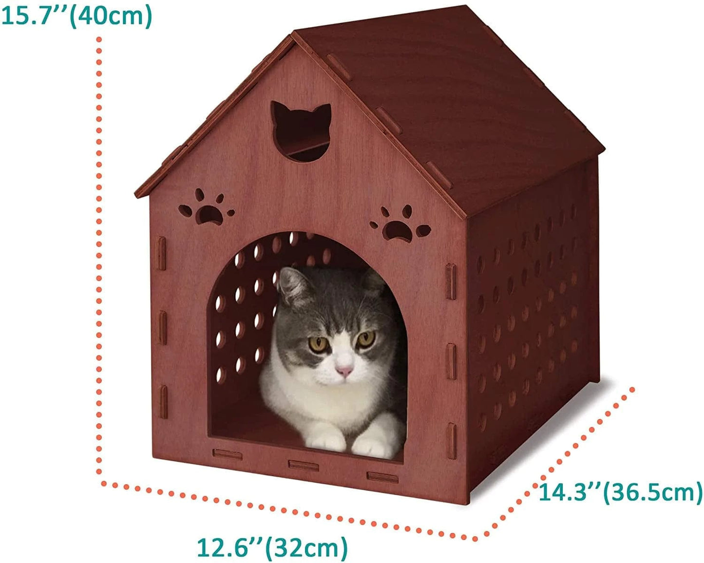 Wooden Kitty House Cat Shelter House for Cats, Rabbits, Dogs and Small Pets Animals & Pet Supplies > Pet Supplies > Dog Supplies > Dog Houses Made Terra