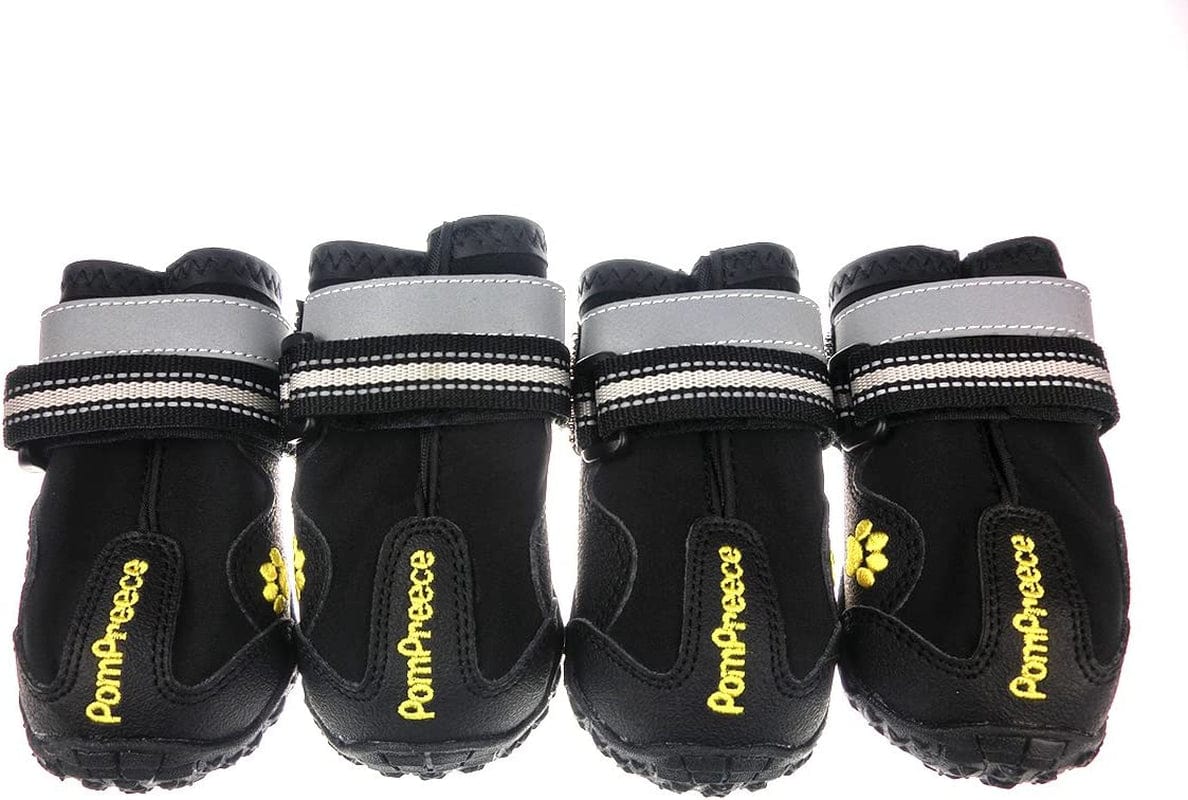 Xanday Dog Boots Waterproof Dog Shoes Paw Protectors with Reflective Straps and Wear-Resisting Soles 4Pcs(Red07) Animals & Pet Supplies > Pet Supplies > Dog Supplies > Dog Apparel Xanday Black 7(width 3")
