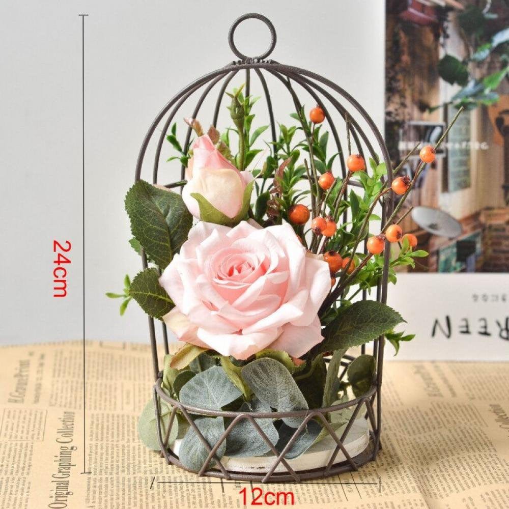 Xinhuaya Retro Nordic Style Birdcage Hanging Flower Stand Shelf Iron Balcony Bird Cage Animals & Pet Supplies > Pet Supplies > Bird Supplies > Bird Cages & Stands Xinhuaya-home