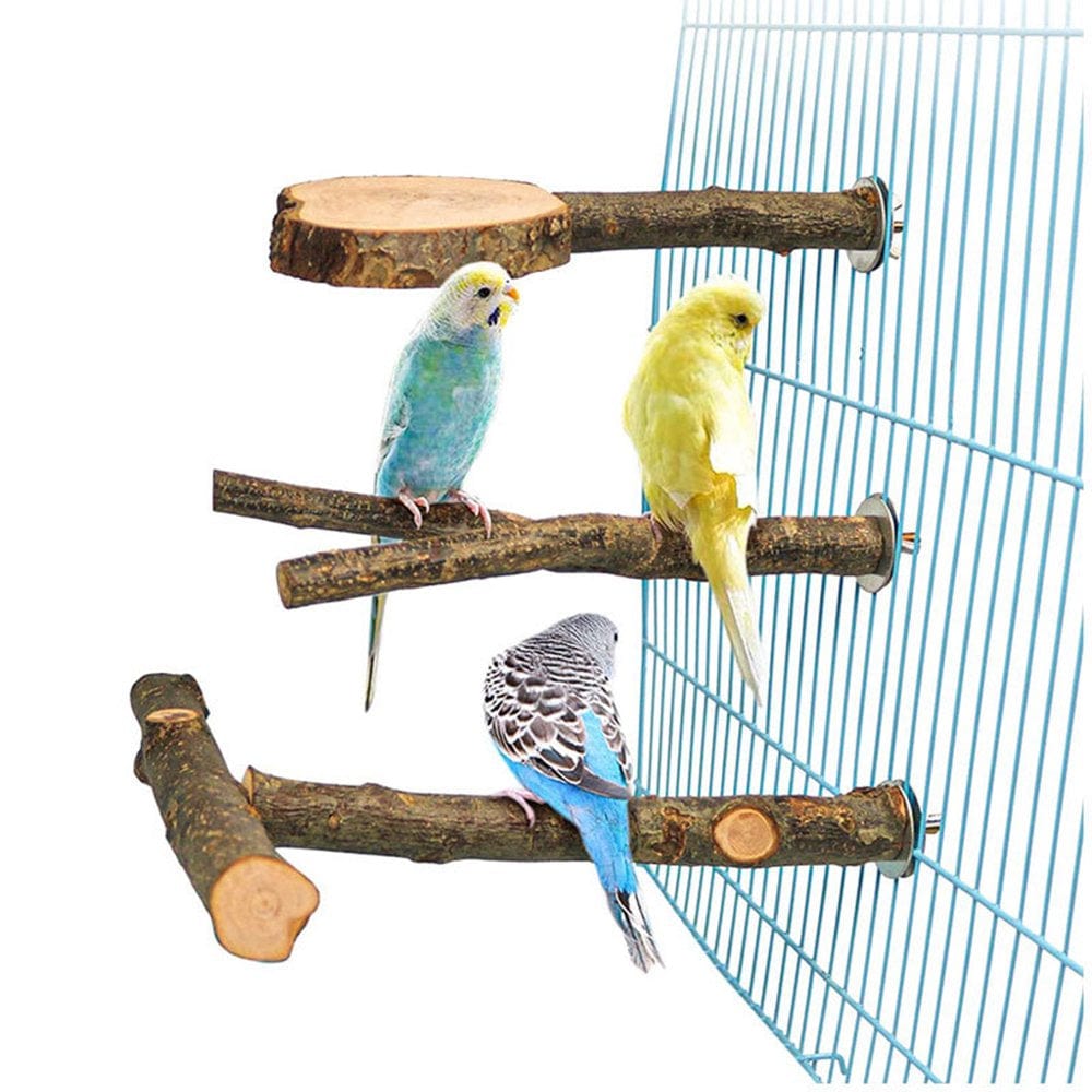 XROMTBEM 3 Pieces Bird Perch Natural Wood Stand Platform Parrot Cage Snuggle Wooden Toys Animals & Pet Supplies > Pet Supplies > Bird Supplies > Bird Cages & Stands XROMTBEM   