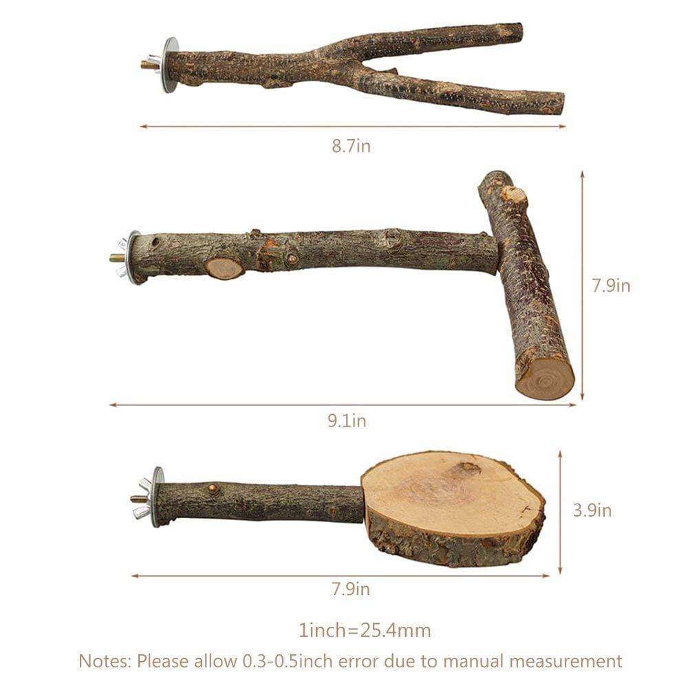 XROMTBEM 3 Pieces Bird Perch Natural Wood Stand Platform Parrot Cage Snuggle Wooden Toys Animals & Pet Supplies > Pet Supplies > Bird Supplies > Bird Cages & Stands XROMTBEM