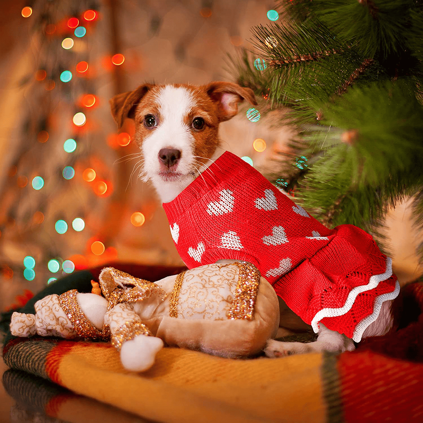 Xuniea 3 Pieces Dog Sweater Dress with Leash Hole Dog Coat Knitwear Vest Turtleneck Pullover Warm Pet Sweater Small Dog Sweater Pet Clothes Sweater for Puppy Cat Dog Animals & Pet Supplies > Pet Supplies > Dog Supplies > Dog Apparel Xuniea