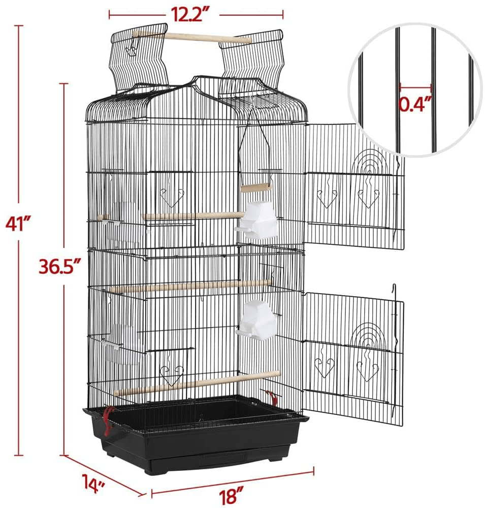 Yaheetech 36" Portable Hanging Medium Size Bird Cage for Small Parrots Cockatiels Sun Quaker Parakeets Green Cheek Conures Finches Canary Budgies Lovebirds Travel Bird Cage Animals & Pet Supplies > Pet Supplies > Bird Supplies > Bird Cage Accessories Yaheetech
