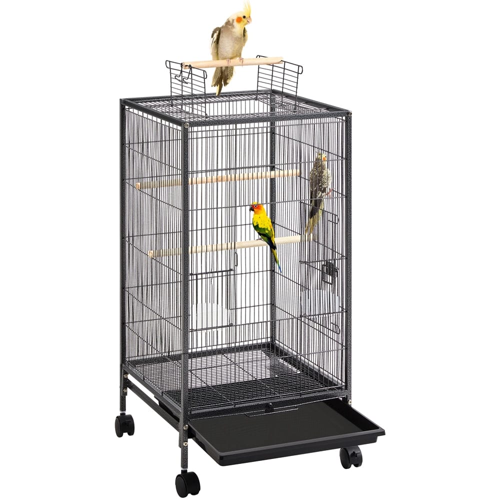 Yaheetech 40-Inch H Wrought Iron Bird Cage with Rolling Stand, Black Animals & Pet Supplies > Pet Supplies > Bird Supplies > Bird Cages & Stands 119.99