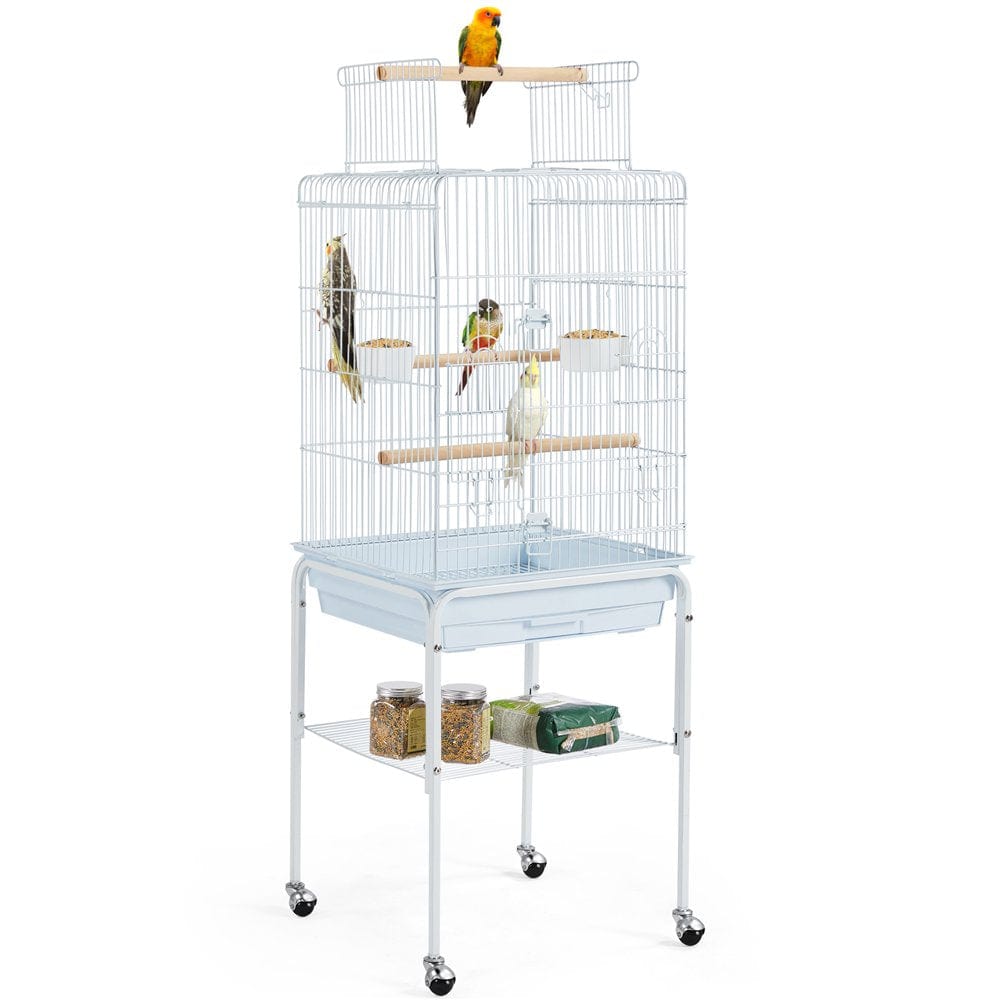 Yaheetech 47Inch Metal Bird Cage W/Detachable Rolling Stand for Cockatiel Canary, Teal Blue Animals & Pet Supplies > Pet Supplies > Bird Supplies > Bird Cages & Stands Yaheetech White
