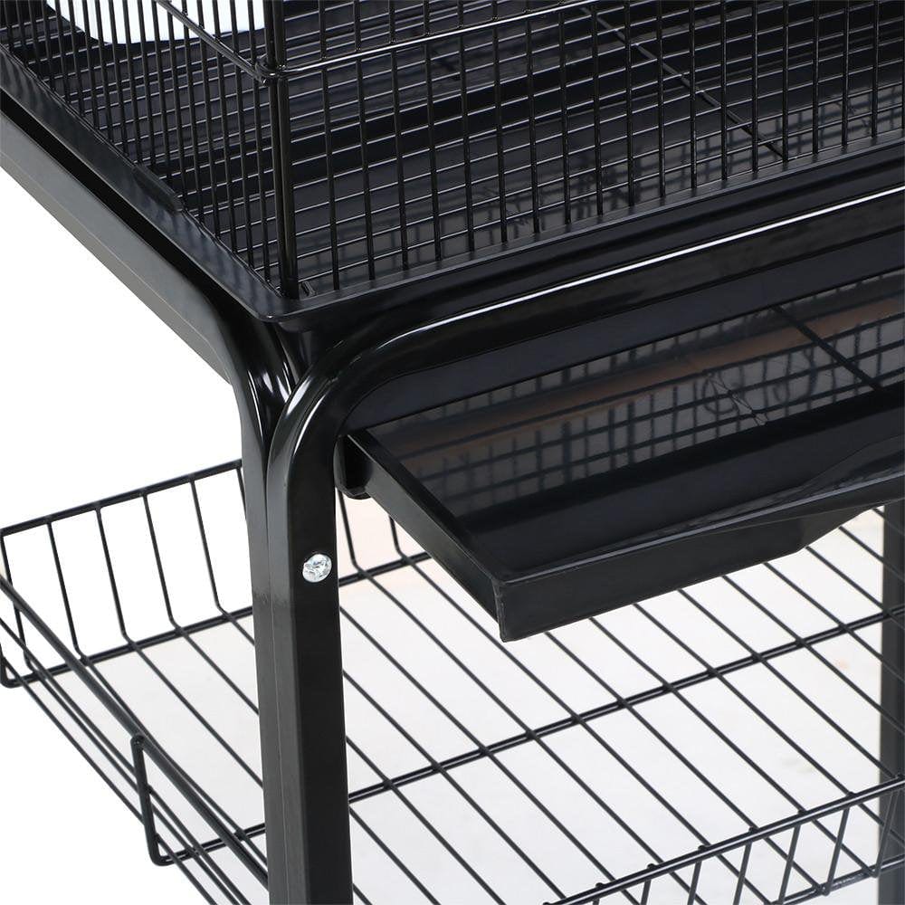Yaheetech 63" Rolling Bird Cage Parrot Finch Aviary Pet Perch W/Stand Black Animals & Pet Supplies > Pet Supplies > Bird Supplies > Bird Cages & Stands Yaheetech