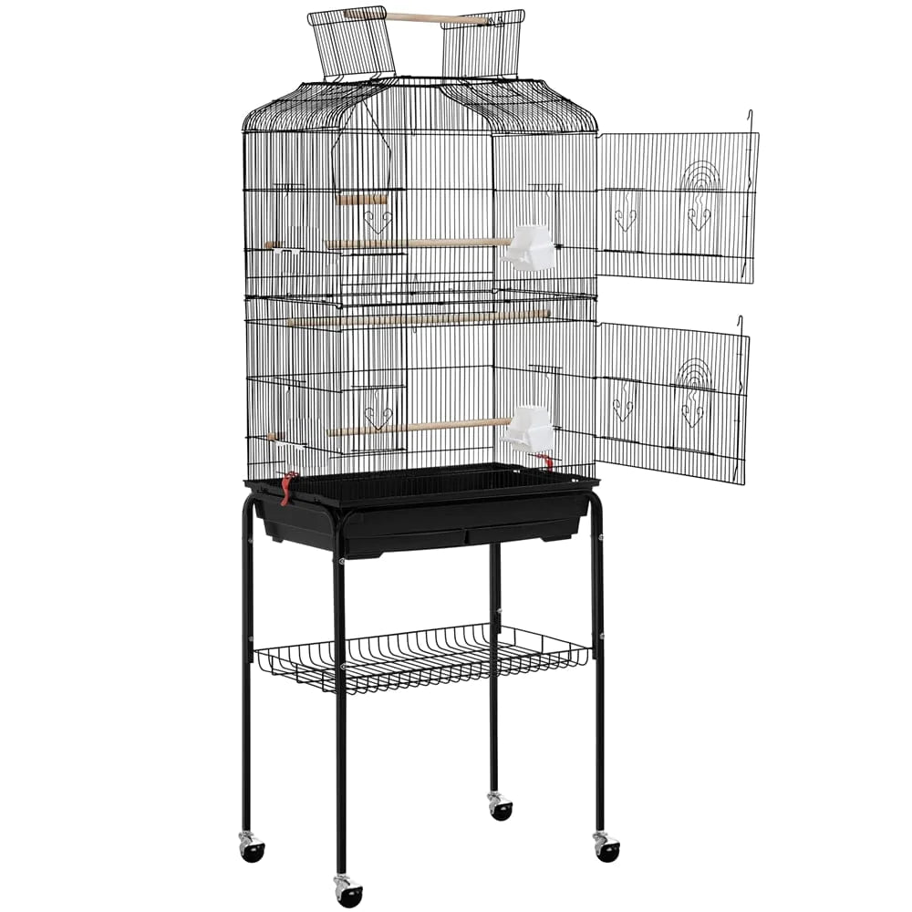 Yaheetech 67.5'' H Open Top Metal Bird Cage with Rolling Stand, Black Animals & Pet Supplies > Pet Supplies > Bird Supplies > Bird Cages & Stands Yaheetech