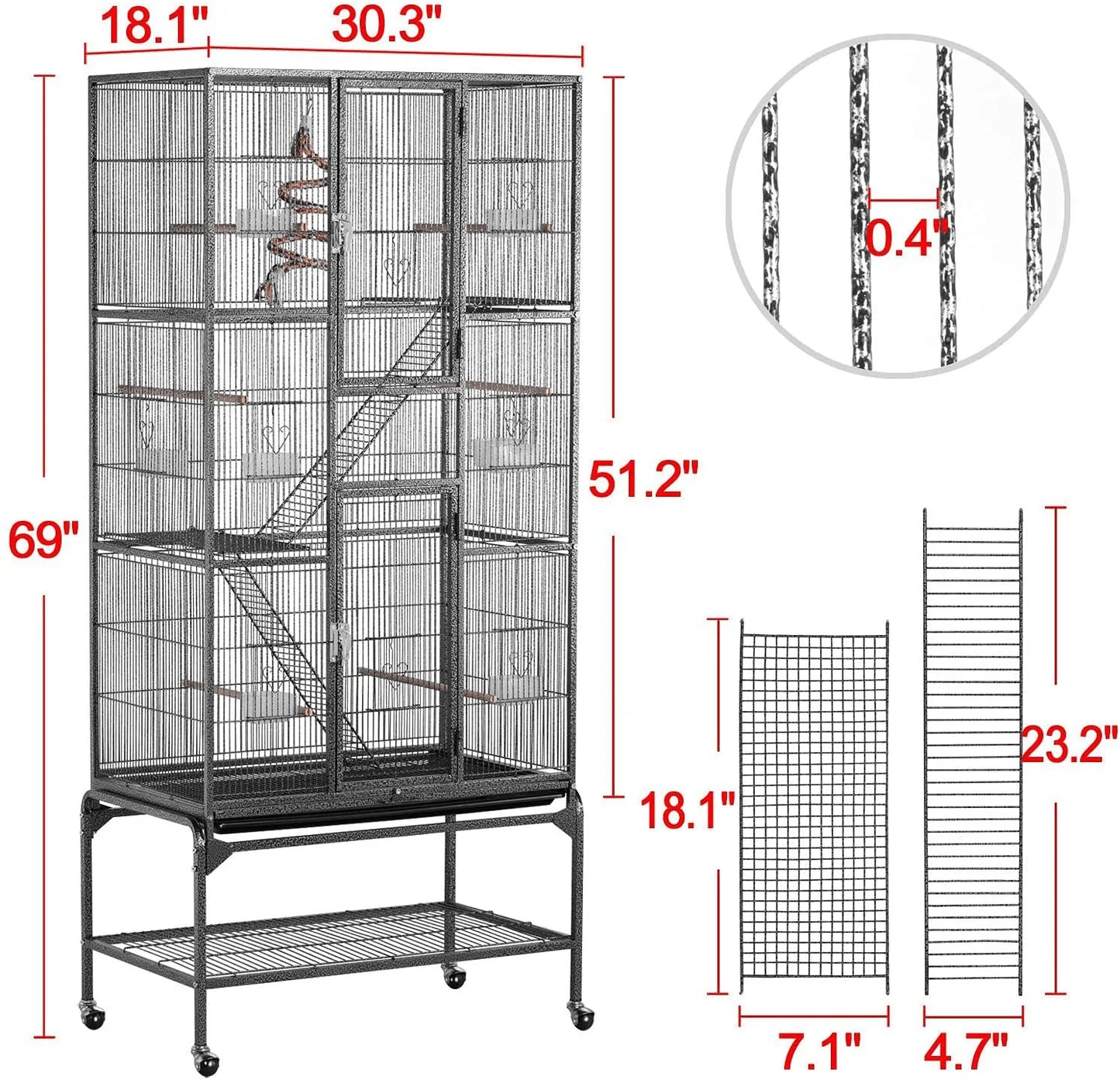Yaheetech 69 Inch Extra Large Wrought Iron 3 Levels Ferret Chinchilla Sugar Glider Squirrel Small Animals Cages with Cross Shelves and Ladders Animals & Pet Supplies > Pet Supplies > Small Animal Supplies > Small Animal Habitats & Cages Yaheetech
