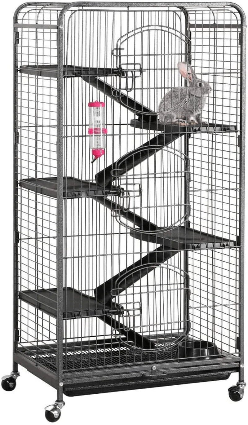 Yaheetech Multi Levels Rolling Bunny Cage - 52-Inch Large Pet Ferret Chinchilla Squirrels Ribbit Cage W/ 3 Front Doors/Bowl/Water Animals & Pet Supplies > Pet Supplies > Small Animal Supplies > Small Animal Habitat Accessories Yaheetech Black