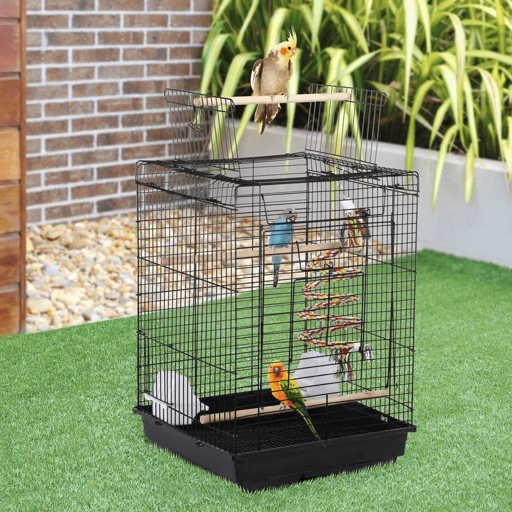 Yaheetech Open Play Top Travel Bird Cage for Conure Sun Parakeet Green Cheek Conure Lovebird Budgie Finch Canary, Small-Size Travel Bird Cage Portable Animals & Pet Supplies > Pet Supplies > Bird Supplies > Bird Cages & Stands Yaheetech