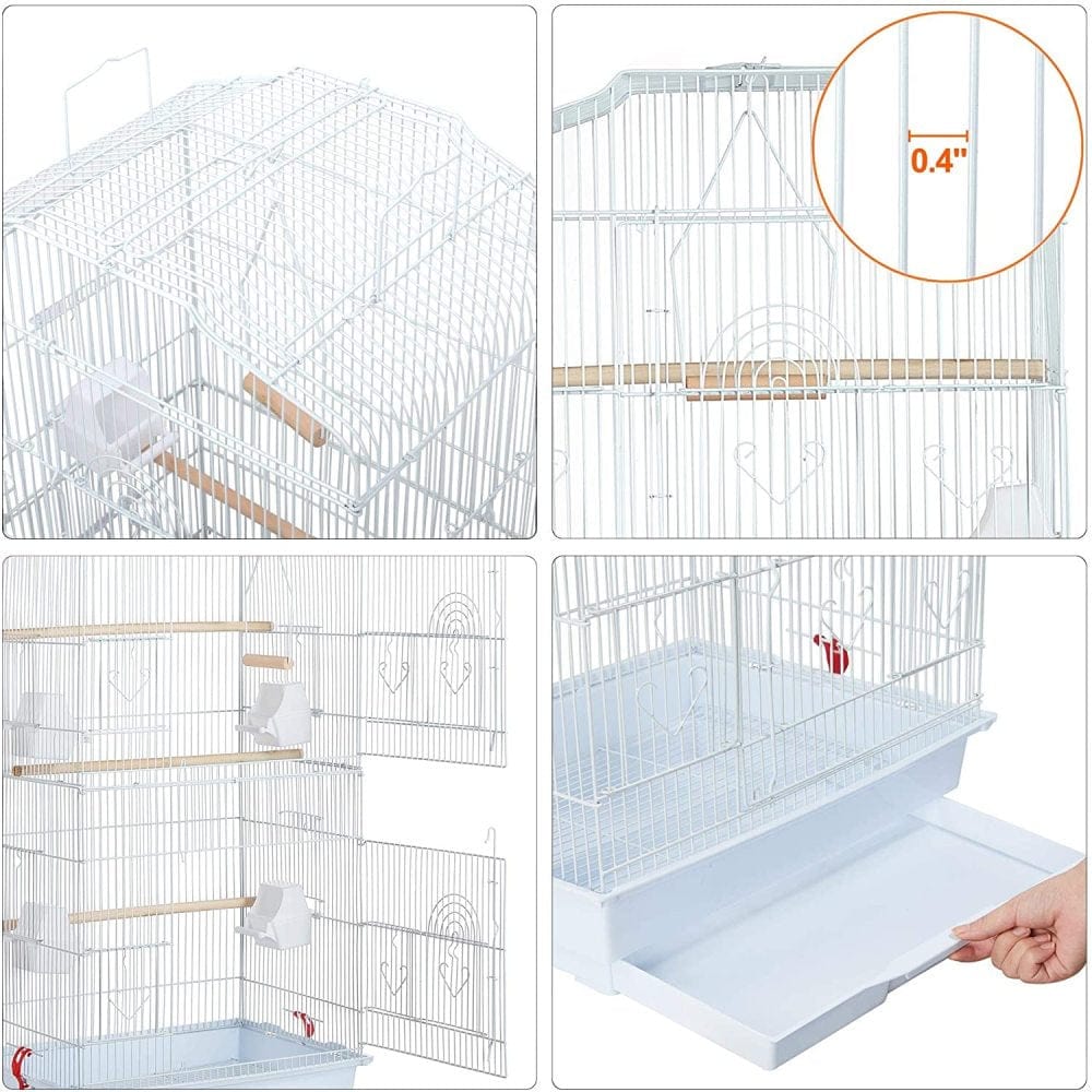 Yaheetech Open Top Parakeet Bird Cage for Parrots Cockatiels Conures Lovebirds Canaries Finches, Rolling Standing Bird Cage with Detachable Stand, White Animals & Pet Supplies > Pet Supplies > Bird Supplies > Bird Cages & Stands Yaheetech