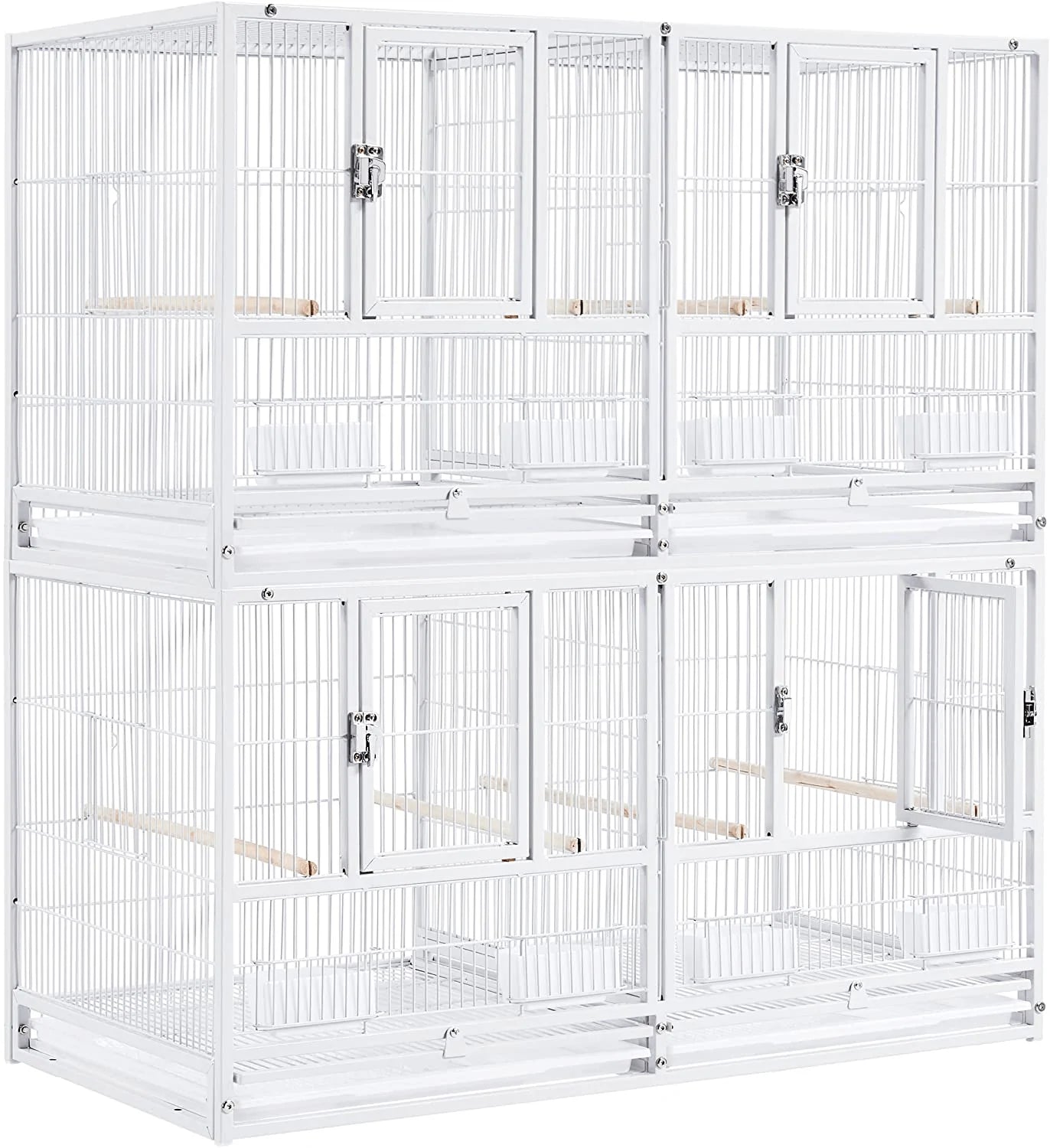 Yaheetech Stackable Bird Cage Divided Breeder Breeding Parakeet Bird Cage for Canaries Cockatiels Lovebirds Finches Budgies Small Parrots, Black Animals & Pet Supplies > Pet Supplies > Bird Supplies > Bird Cages & Stands Yaheetech White Double Story