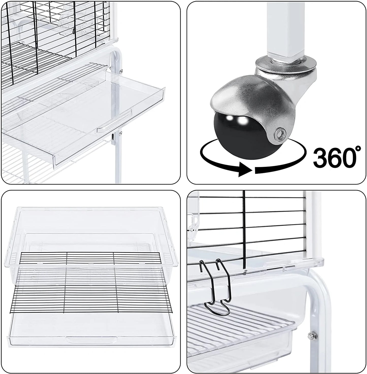 Yaheetech Transparent Rolling Open Top Bird Cage for Lovebird Cockatiel Canary Finch Parrot W/Clear View with Detachable Stand Toys&Perches Included Animals & Pet Supplies > Pet Supplies > Bird Supplies > Bird Cages & Stands Yaheetech