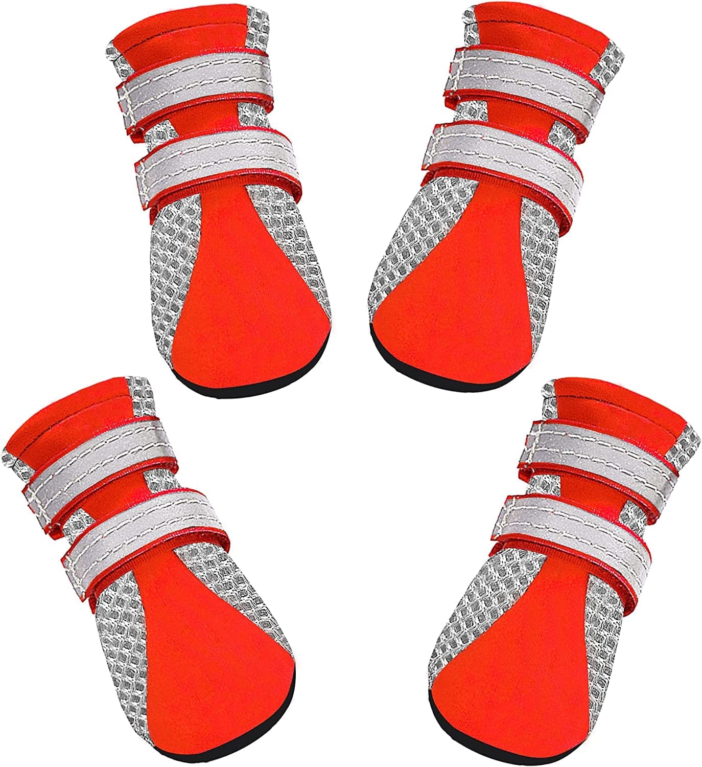 YAODHAOD Dog Boots Paw Protectors, Mesh Breathable Dog Shoes for Small Medium Dogs with Reflective Straps, Anti-Slip Hot Pavement Hardwood Pet Booties 4 PCS (L : 1.7"X1.3"(L*W), Pink) Animals & Pet Supplies > Pet Supplies > Dog Supplies > Dog Apparel YAODHAOD Red XL : 1.9"x1.7"(L*W)