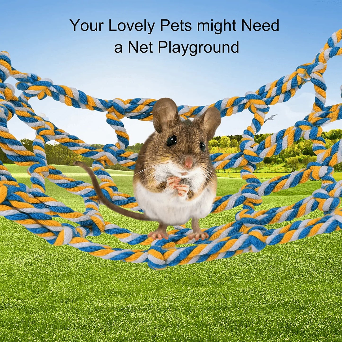 YIHIHI Pet Climbing Rope Net, Bird Climbing Rope Ladder, Sturdy Rope Bridge, Ferret Cotton Rope Net, Rat Hanging Bed Hammock Swing Ladder, Eco-Friendly 100% Organic Cotton Small Animal Habitat Decor. Animals & Pet Supplies > Pet Supplies > Small Animal Supplies > Small Animal Habitat Accessories YIHIHI
